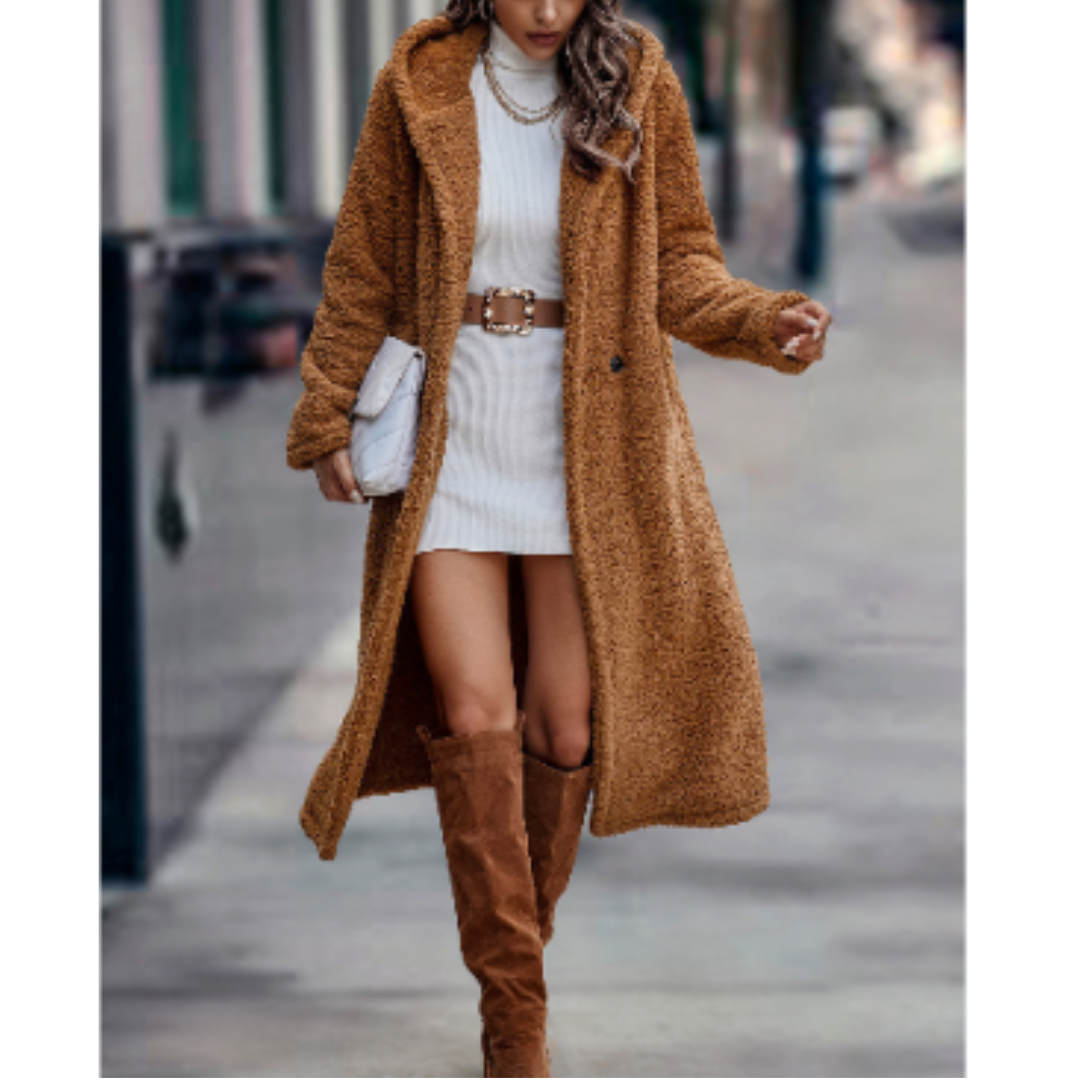 Manteau Femme Coupe Ample Doux Laine Artificielle Classique