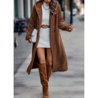 Manteau Femme Coupe Ample Doux Laine Artificielle Classique