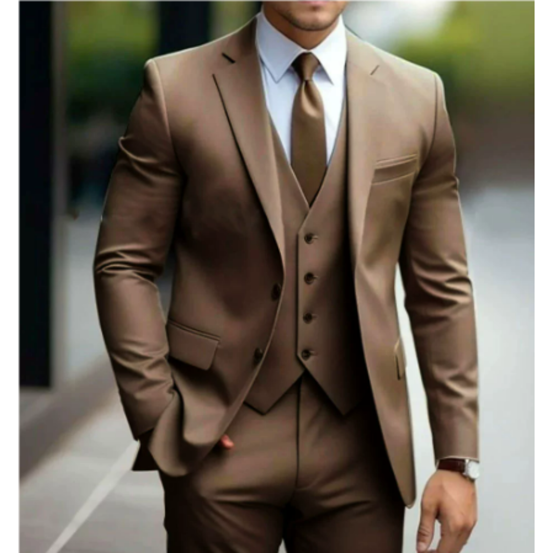 Costume trois pièces pour homme, style deux boutons
