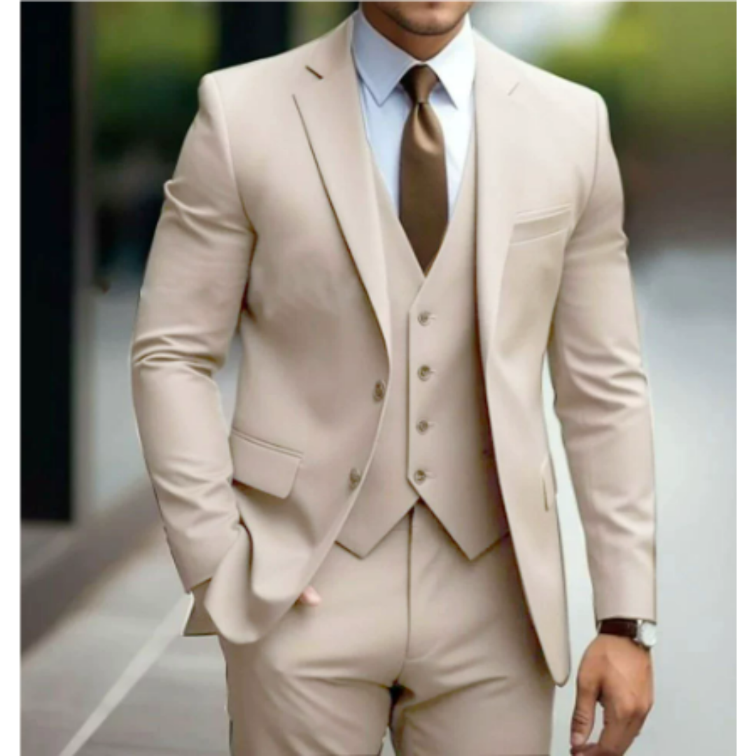 Costume trois pièces pour homme, style deux boutons