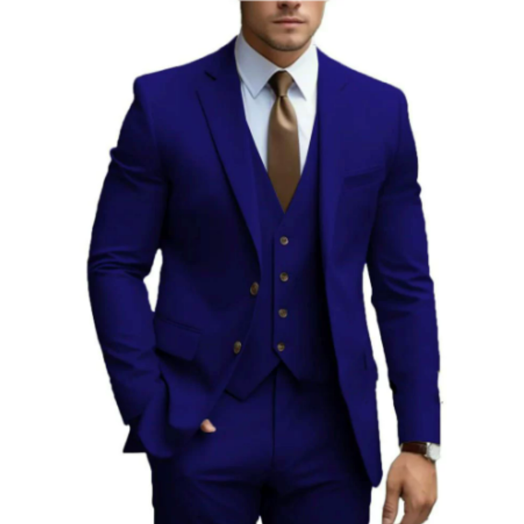 Costume trois pièces pour homme, style deux boutons