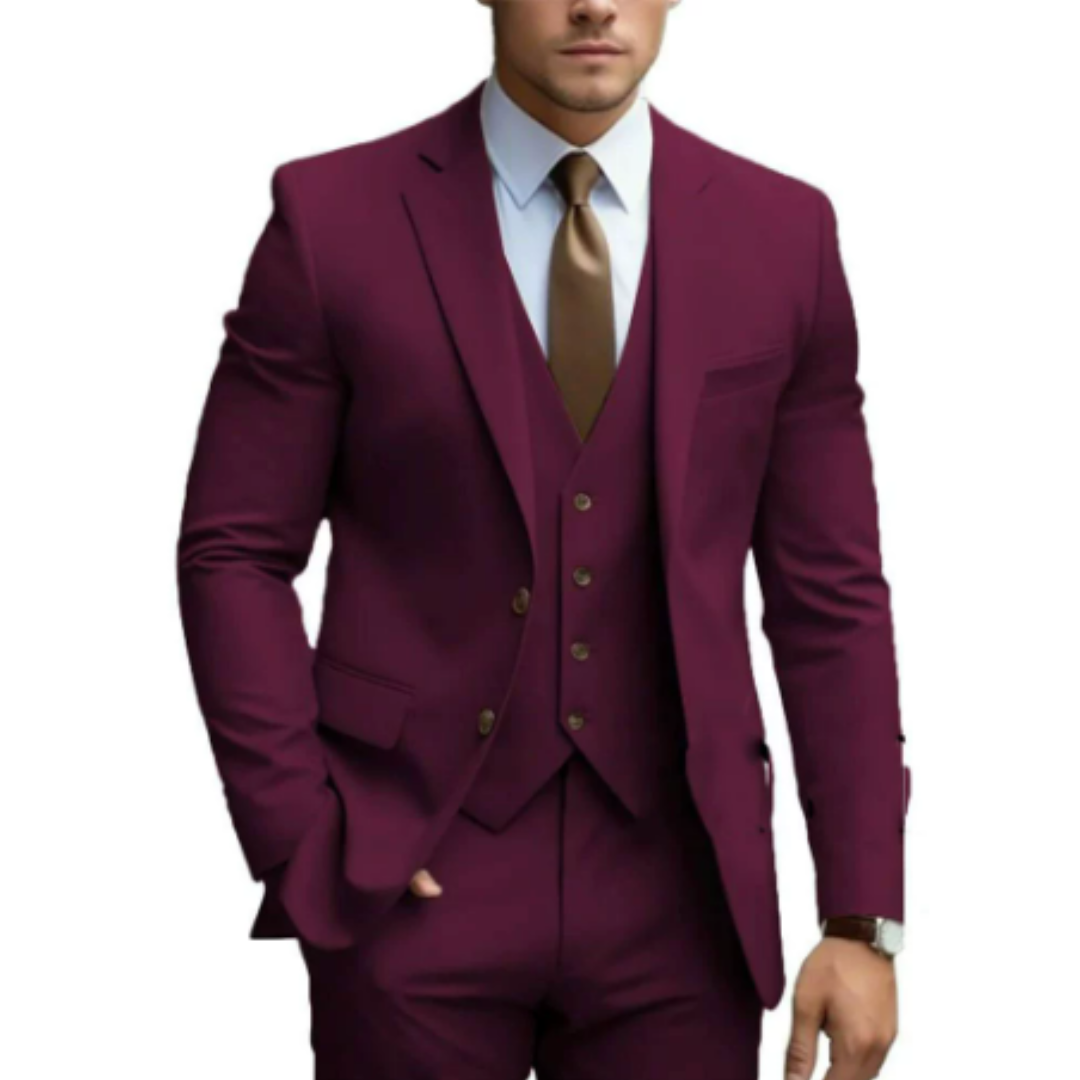 Costume trois pièces pour homme, style deux boutons