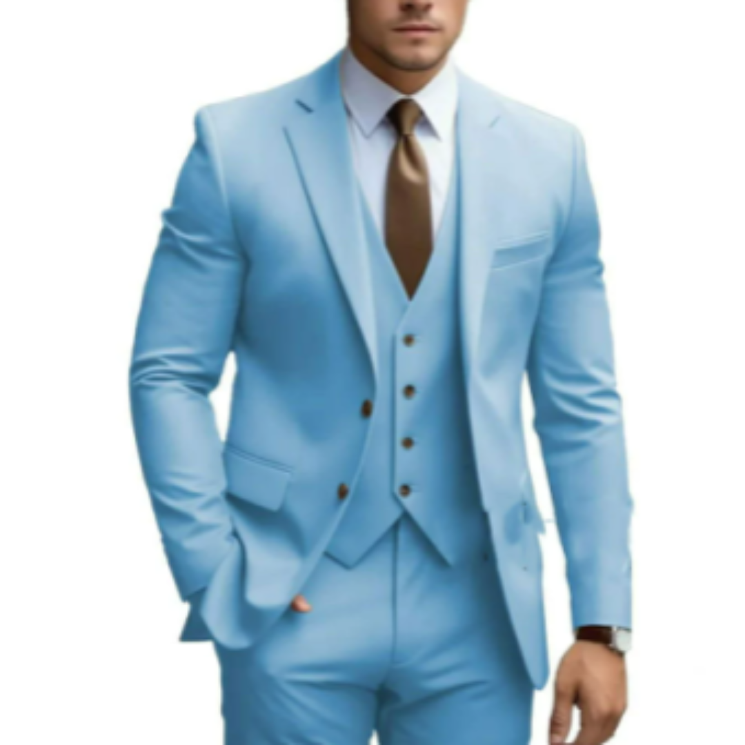Costume trois pièces pour homme, style deux boutons