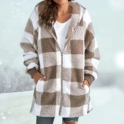 Veste d'hiver à carreaux chaude et élégante