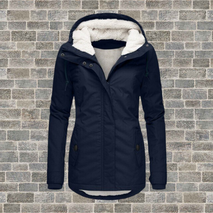 Élégant manteau long doublé de fourrure