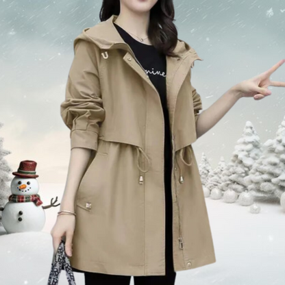Trench-coat stylé à capuche pour femme