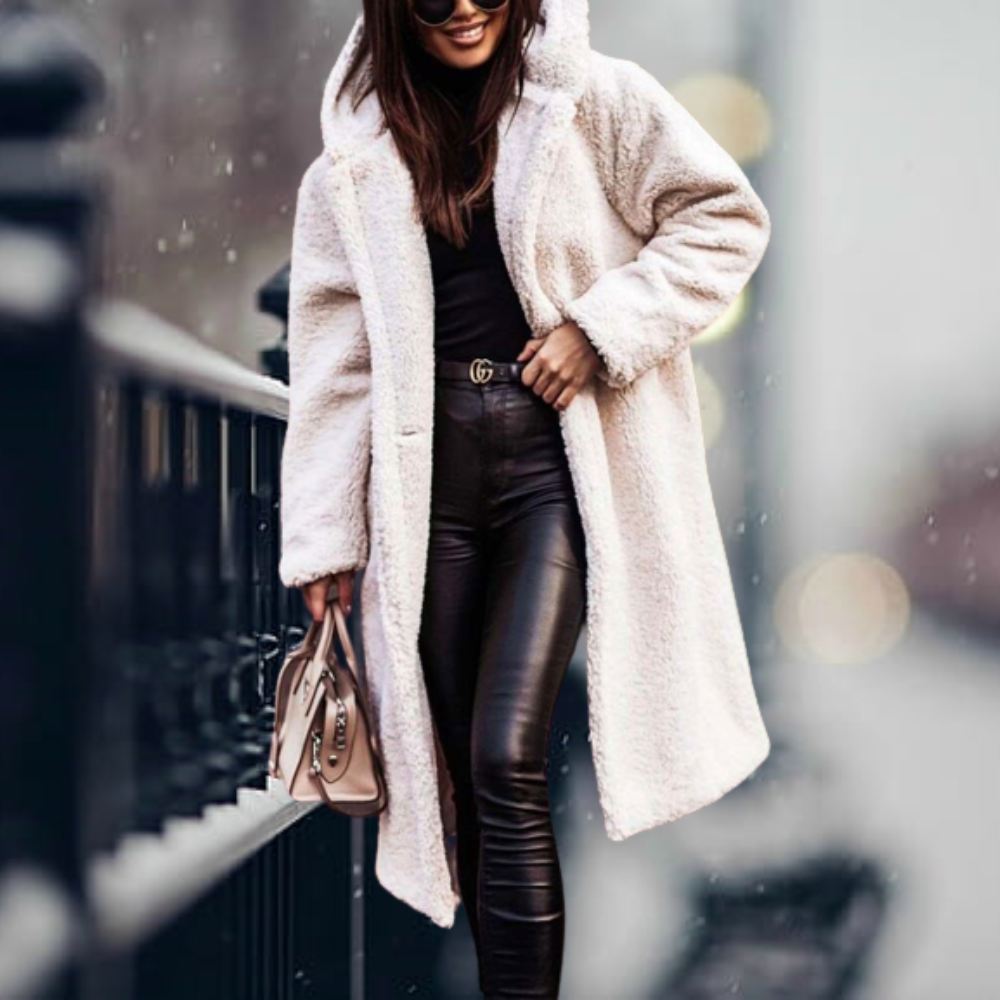 Manteau d'hiver oversize long à capuche doux
