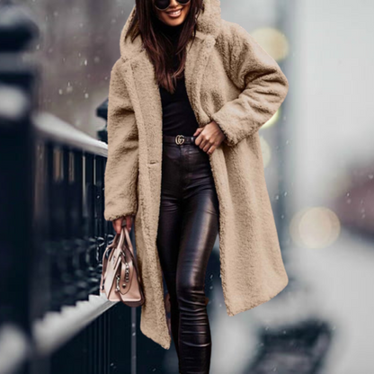 Manteau d'hiver oversize long à capuche doux