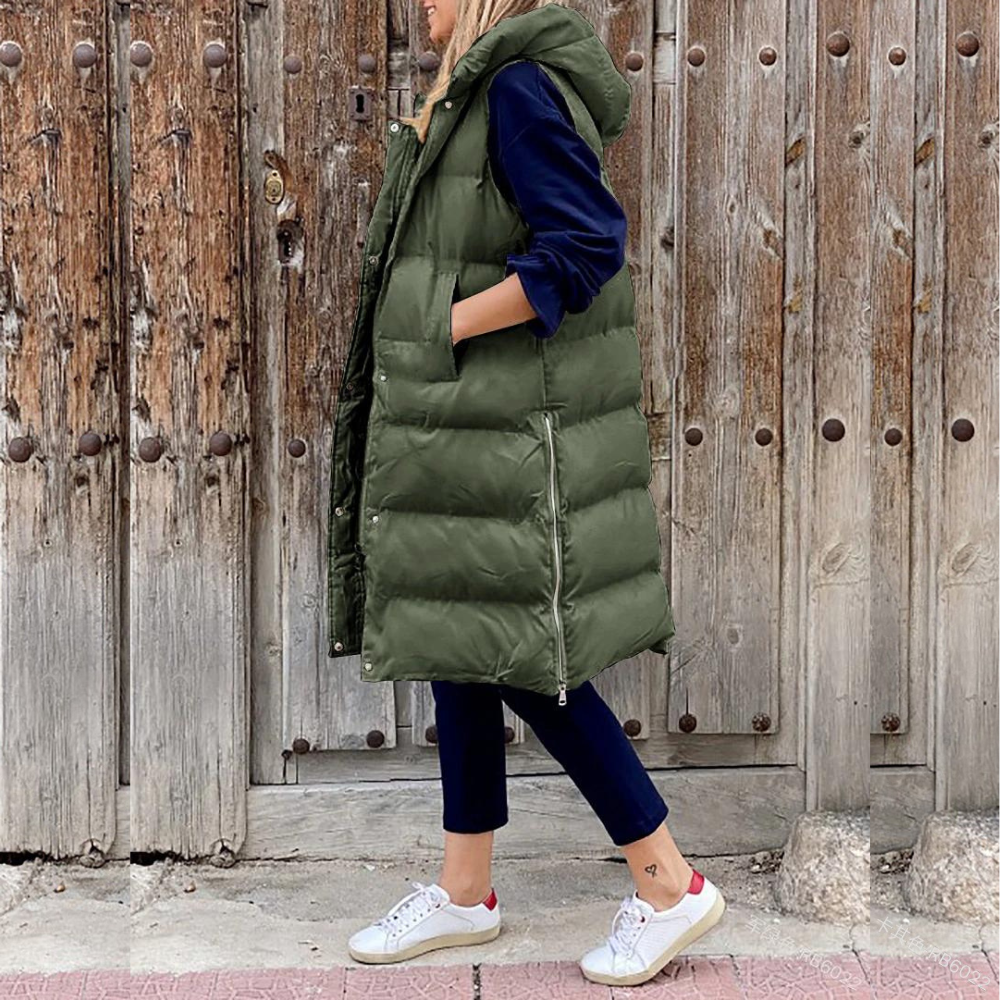 Damen Winterweste Lang Kapuzenpuffer - IdealeKleiden