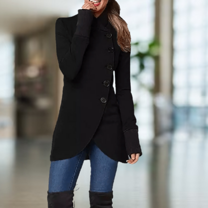 Manteau élégant pour femme Fermeture asymétrique boutonnée Coupe ajustée