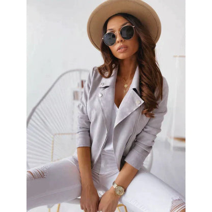 Veste en cuir femme élégante en daim souple