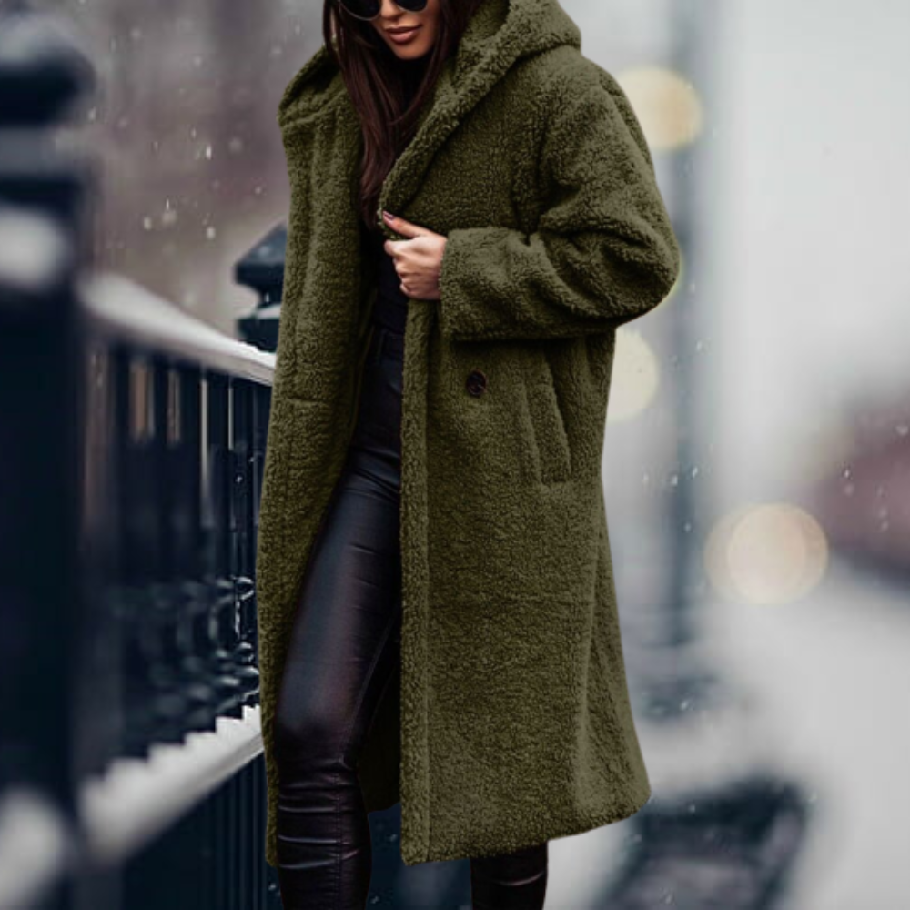 Manteau d'hiver oversize long à capuche doux