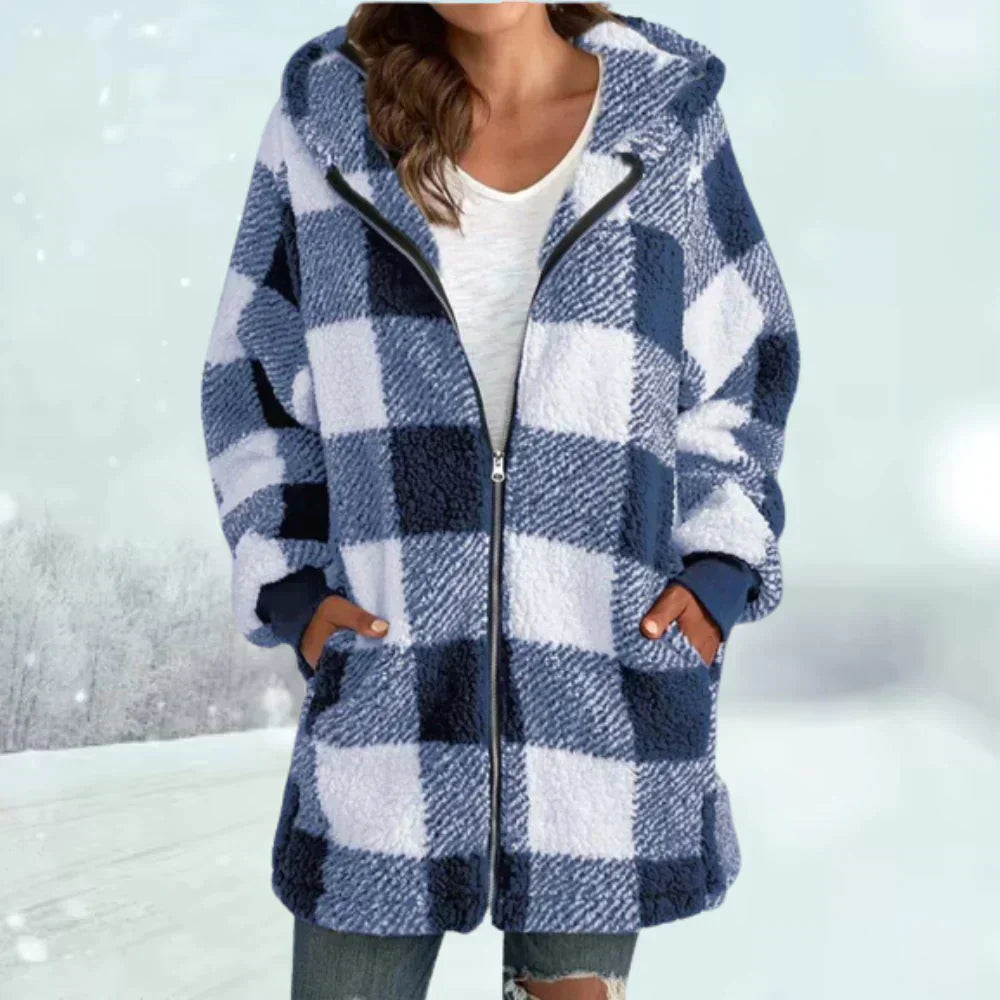 Veste d'hiver à carreaux chaude et élégante