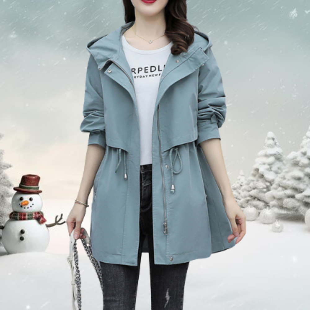 Stylischer Trenchcoat Damen Kapuze - IdealeKleiden