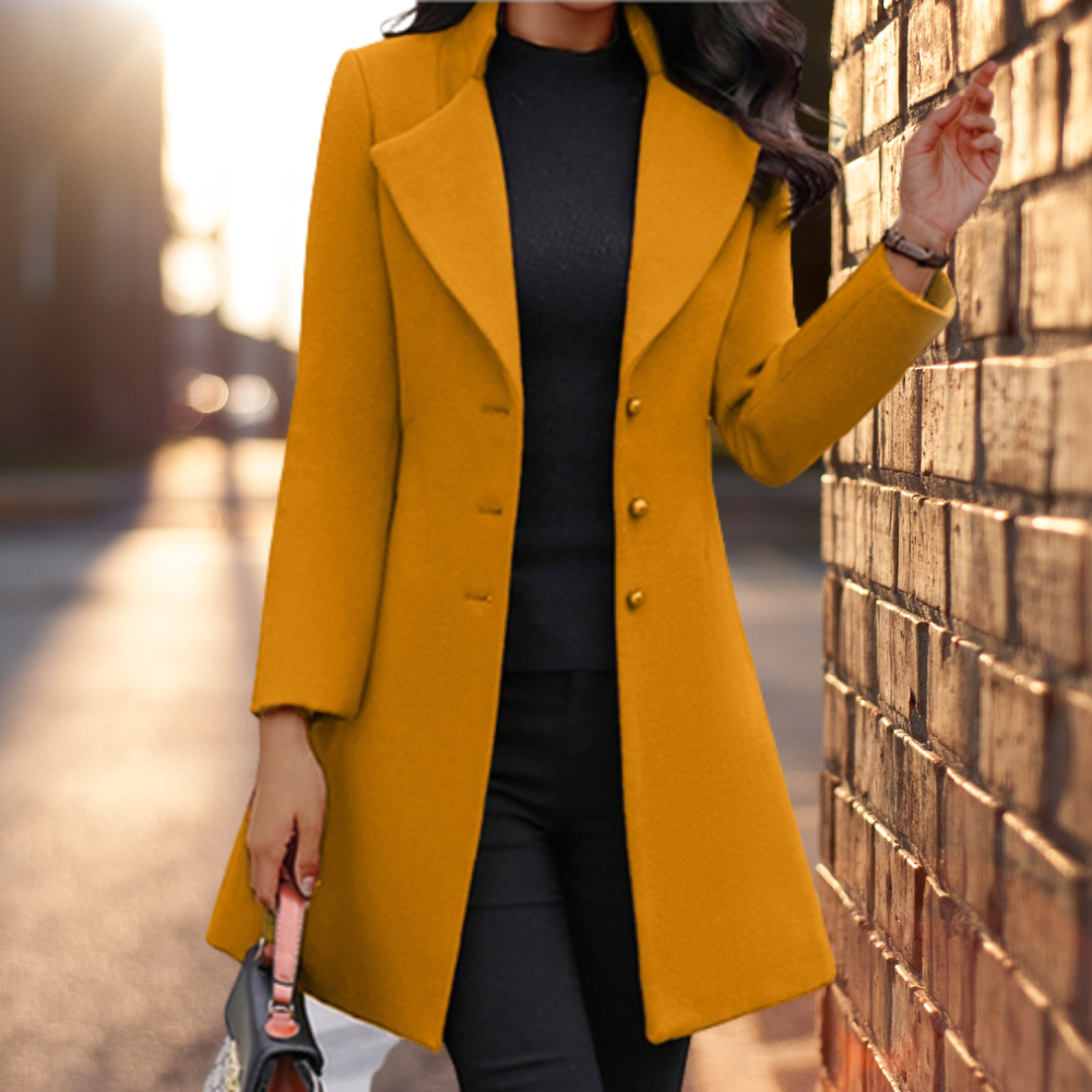 Long manteau pour femme Mélange de laine Coupe ajustée Habillé et élégant