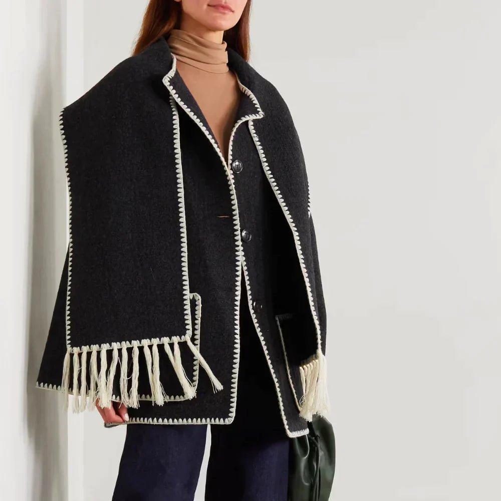 Damen Wickeljacke Elegant Drapiert - IdealeKleiden