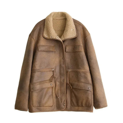 Manteau doux en daim style Sherpa