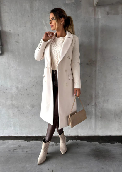 Manteau élégant en laine pour femme, long et cintré