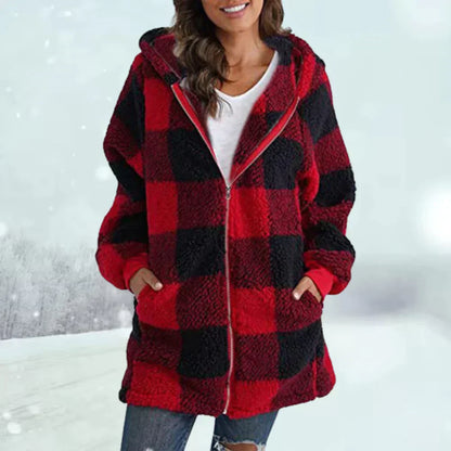 Veste d'hiver à carreaux chaude et élégante