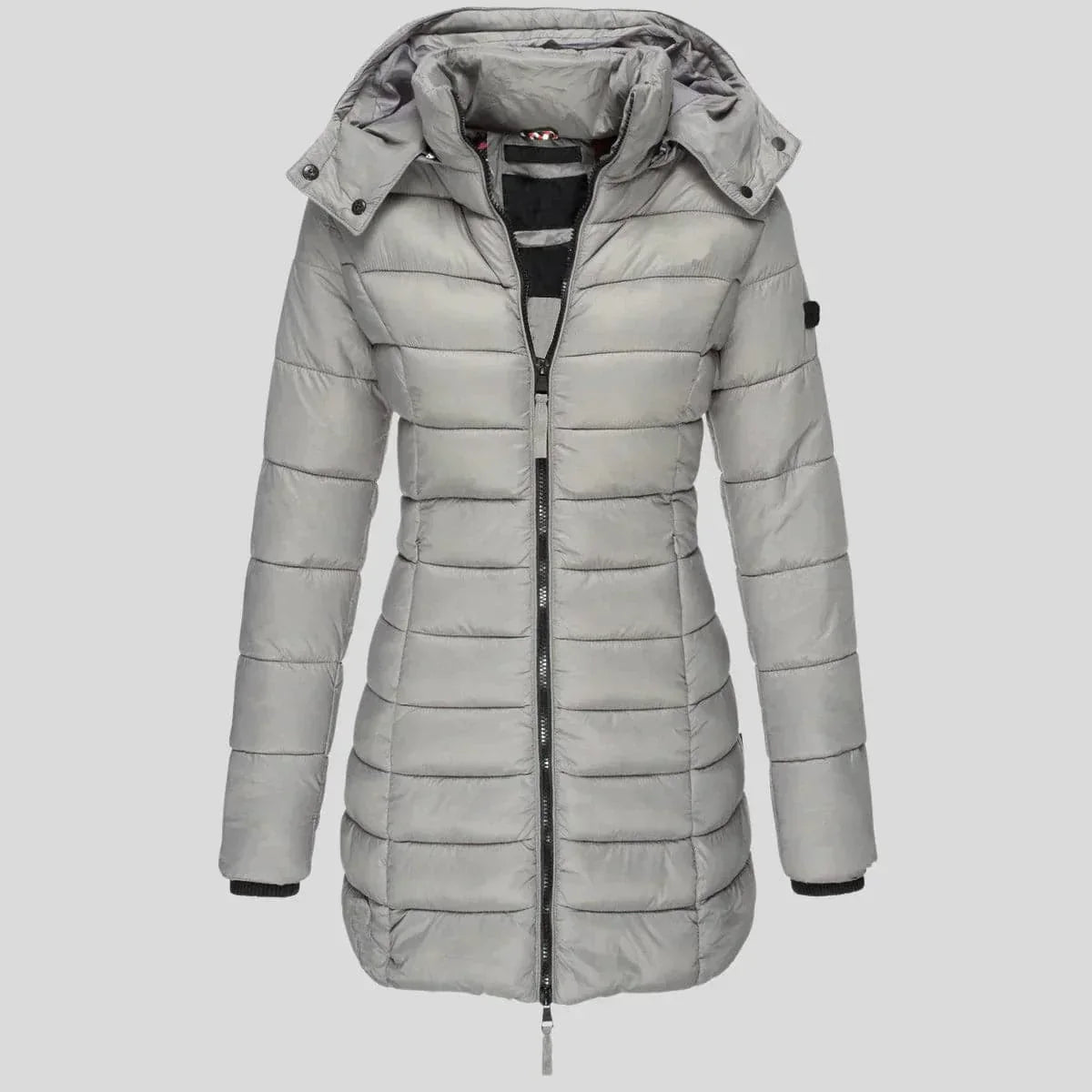 Veste mode patchwork à capuche et fermeture éclair