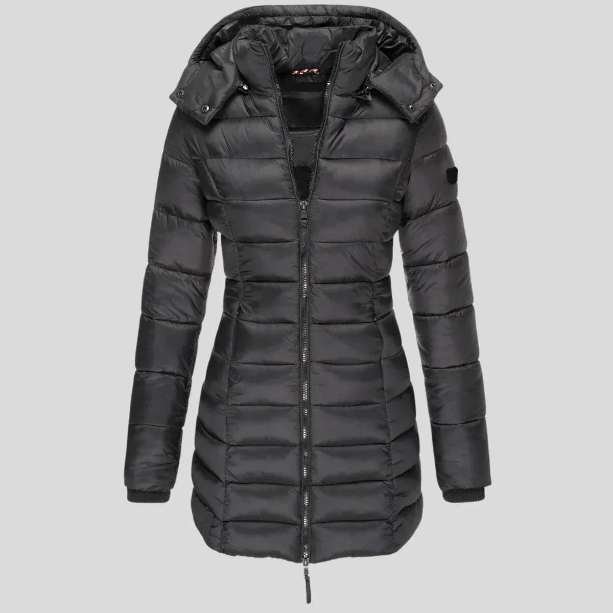 Veste mode patchwork à capuche et fermeture éclair