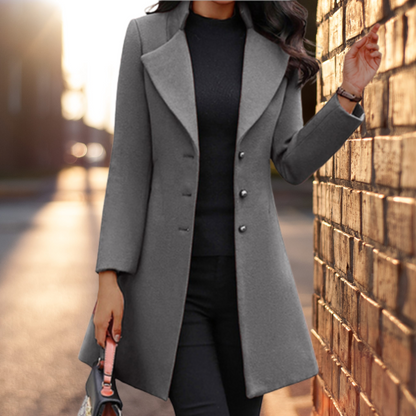 Long manteau pour femme Mélange de laine Coupe ajustée Habillé et élégant