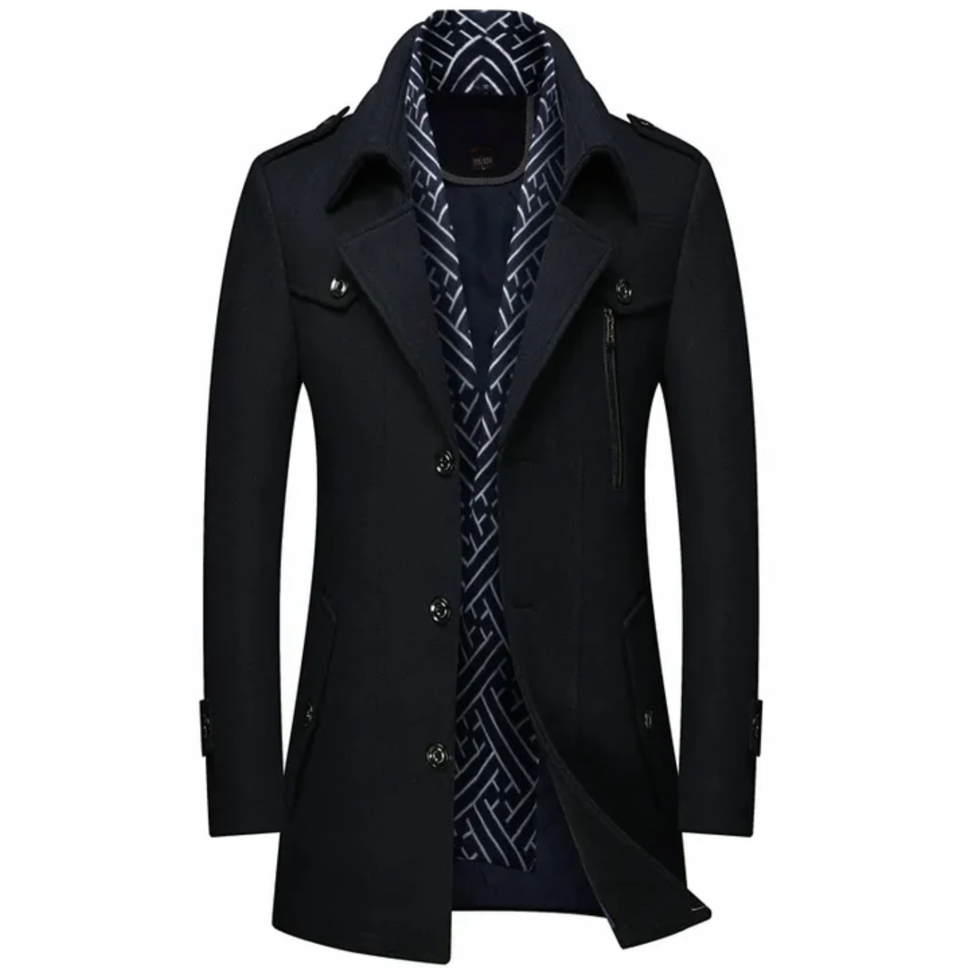 Long manteau homme noir élégant