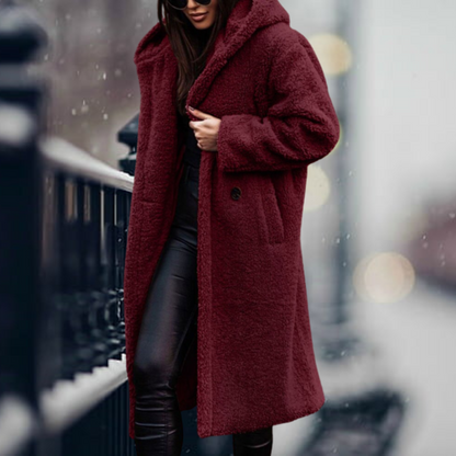 Manteau d'hiver oversize long à capuche doux