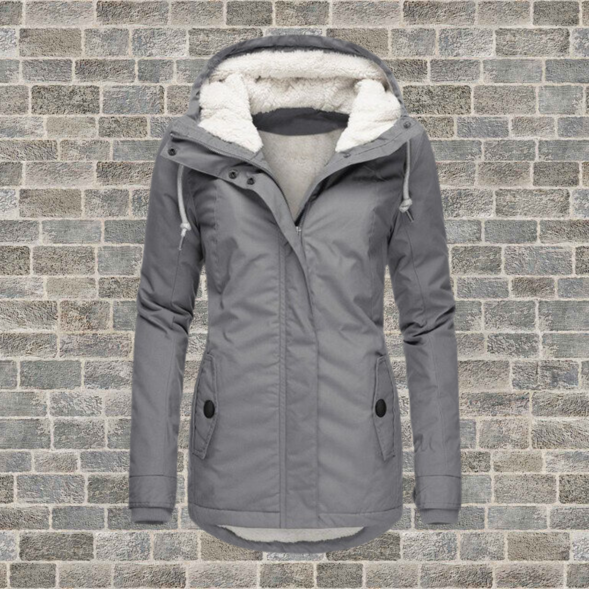 Élégant manteau long doublé de fourrure