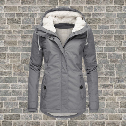 Élégant manteau long doublé de fourrure