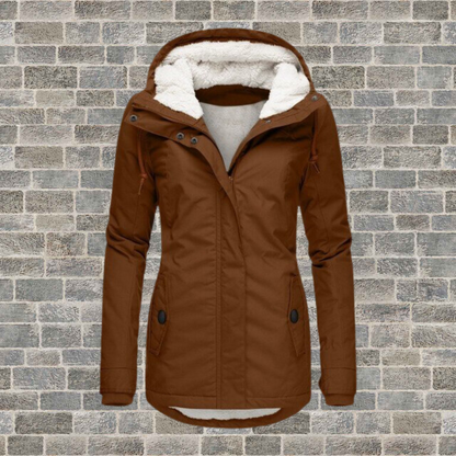 Élégant manteau long doublé de fourrure