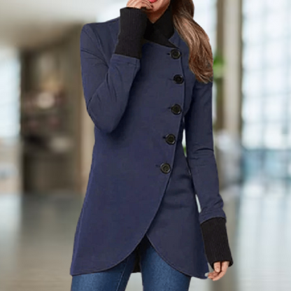 Élégant manteau pour femme, mélange de laine, col montant