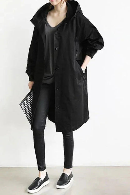 Long Trench-coat Femme Élégant Capuche