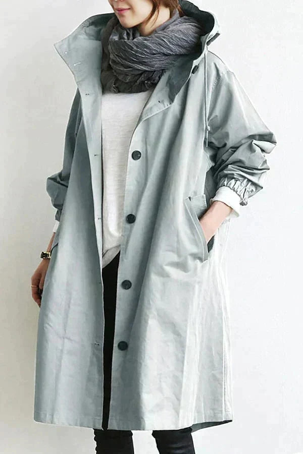 Long Trench-coat Femme Élégant Capuche