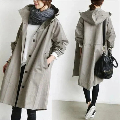 Long Trench-coat Femme Élégant Capuche