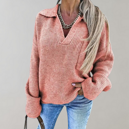 Pull femme col V élégant