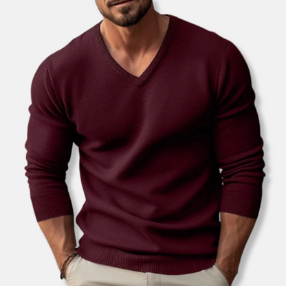 Pull col V homme simple classique