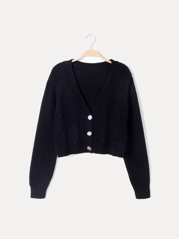 Cardigan pour femme torsadé en V avec boutonnage