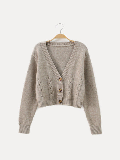 Cardigan pour femme torsadé en V avec boutonnage