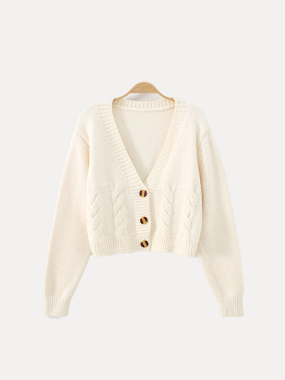 Cardigan pour femme torsadé en V avec boutonnage