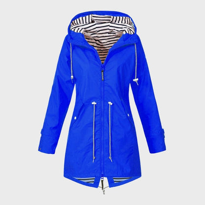 Veste de pluie imperméable pour femme, manches longues, capuche