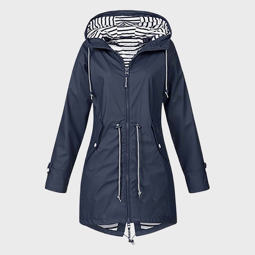 Veste de pluie imperméable pour femme, manches longues, capuche