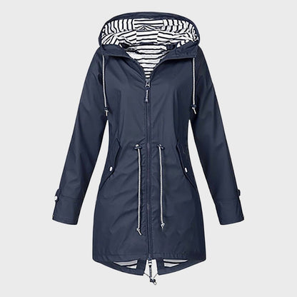 Veste de pluie imperméable pour femme, manches longues, capuche
