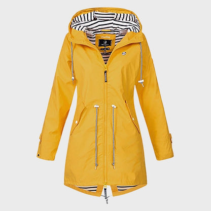 Veste de pluie imperméable pour femme, manches longues, capuche