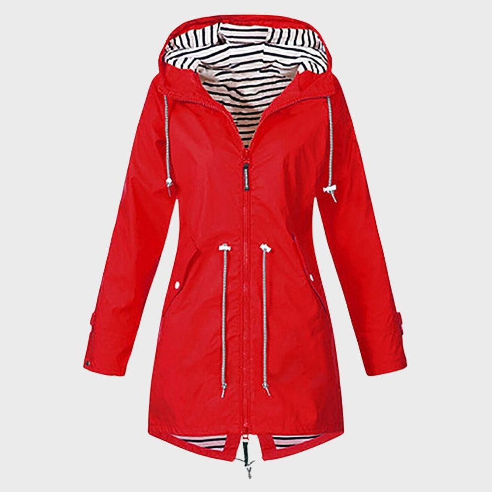 Veste de pluie imperméable pour femme, manches longues, capuche