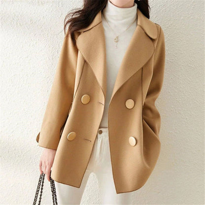 Manteau en laine cintré pour femme avec double fermeture éclair
