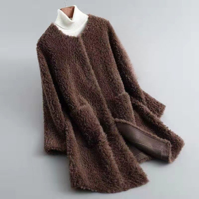 Manteau en laine confortable coupe décontractée avec poches