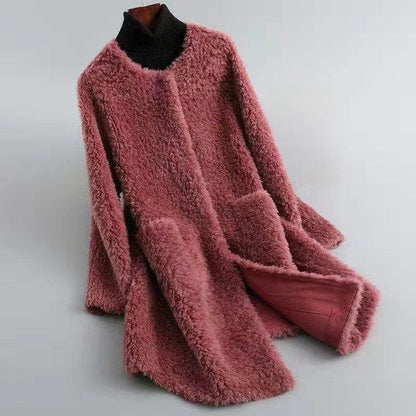 Manteau en laine confortable coupe décontractée avec poches