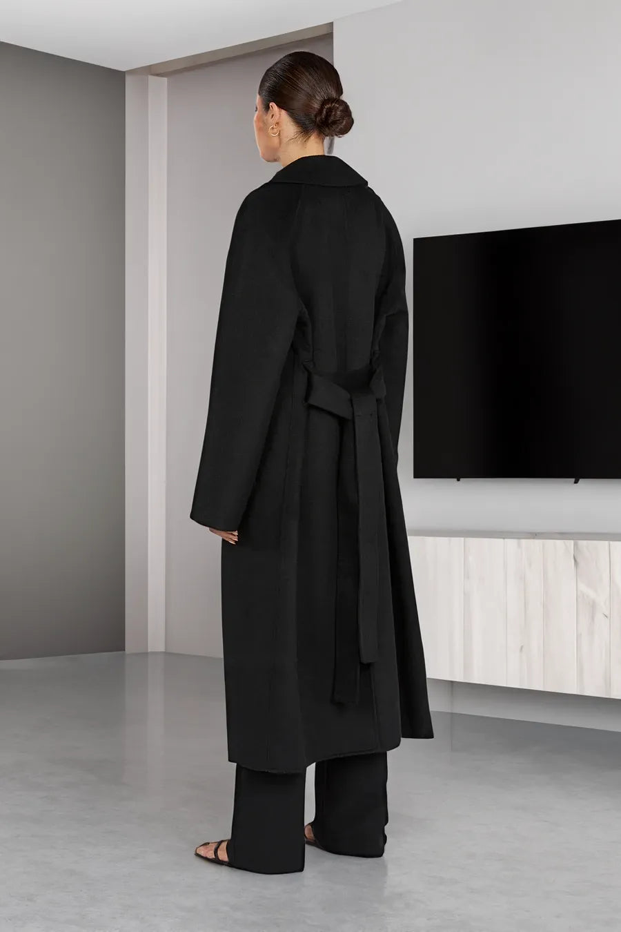 Damen Trenchcoat Lang Elegant Wollmantel - IdealeKleiden