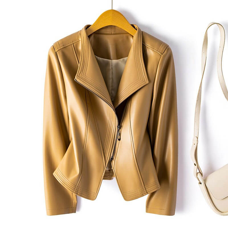 Veste en cuir femme stylée asymétrique